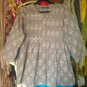 Gudrun Sjoden Gray Cotton Chai blouse, Size Small, New